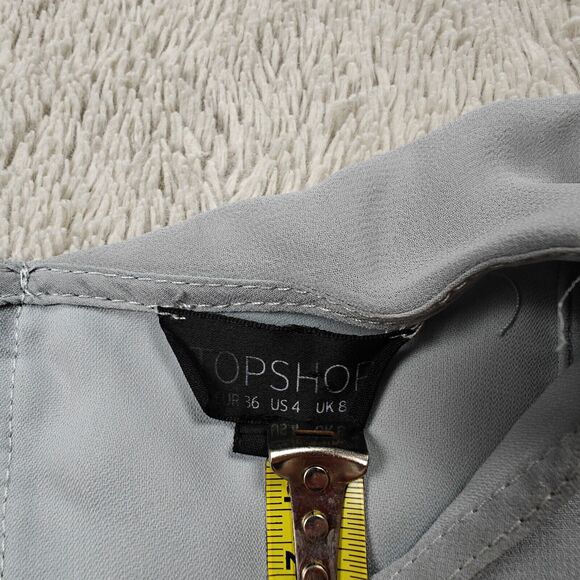 Topshop Layered Blouse Women's 4 US Blue Grey Sheer Overlay Long Sleeve High Low - Picture 3 of 9